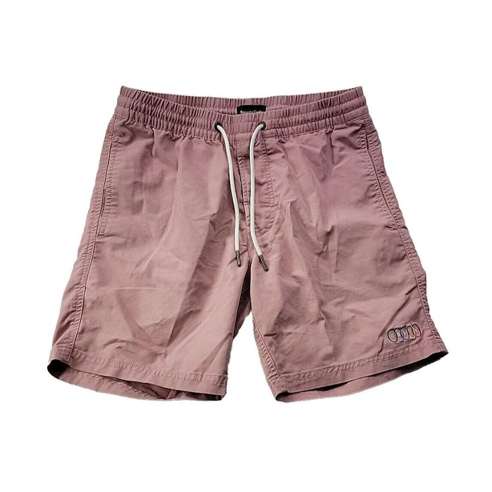 Barney Cools Muted Red Chino Short Elastic Waist Men's 30 Stretch Cotton 7" Ins